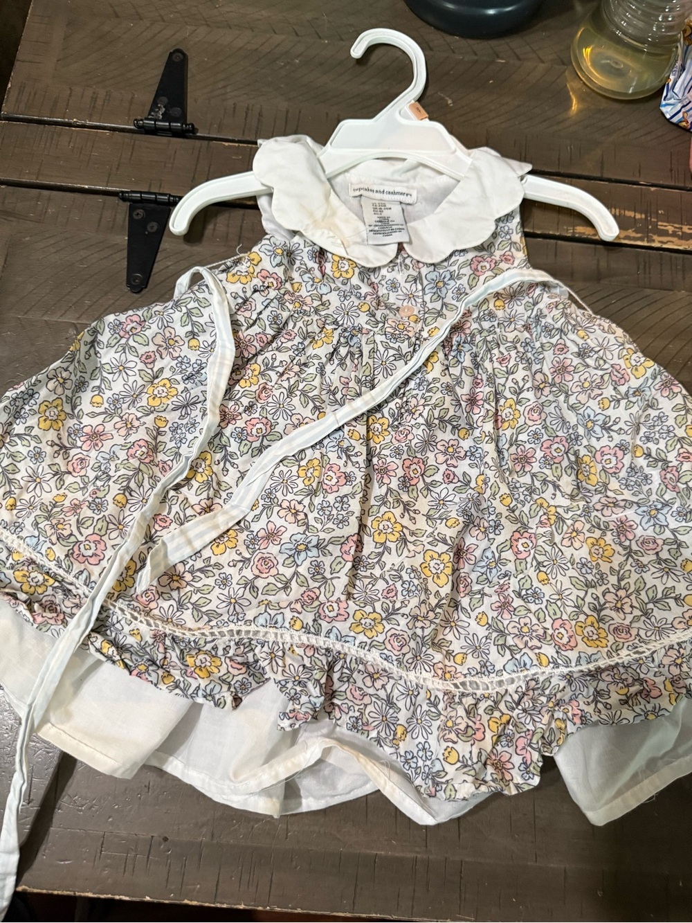 cupcakes & cashmere White Floral Ruffle Collar Dress with Pastel Flowers
